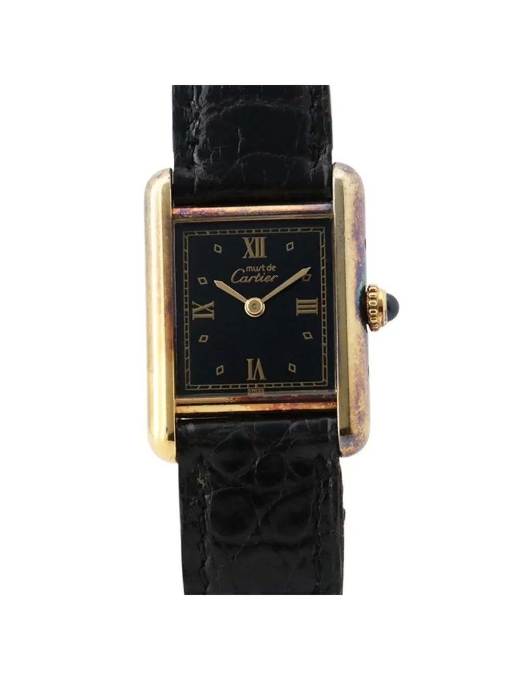 Cartier Must Tank SM Vermeil Watch Black Dial